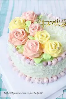 Fresh rose birthday cake