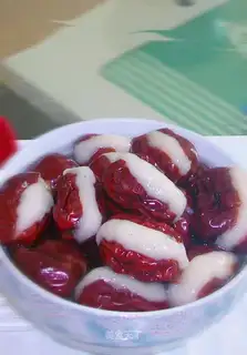 "Red dates for rice."