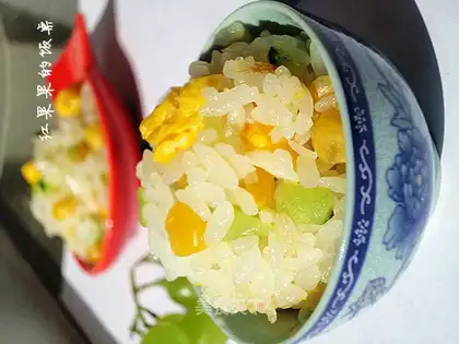 cucumber eggs and corn rice