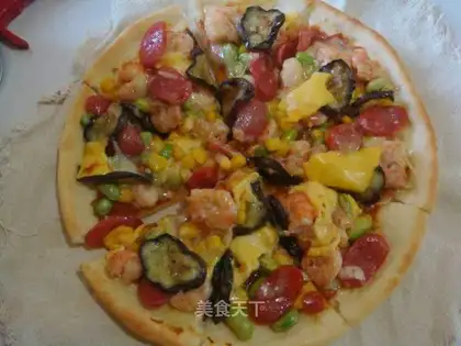 Cheese shrimp pizza