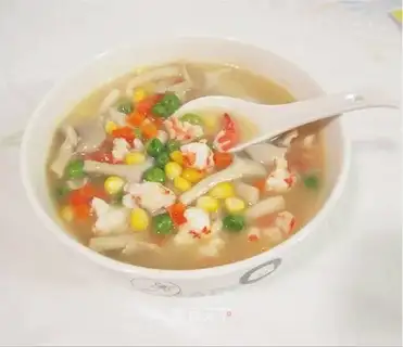 Mushroom pea shrimp soup