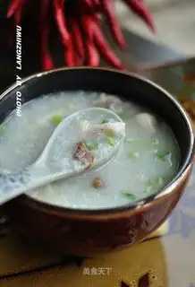 Beef mushroom rice congee