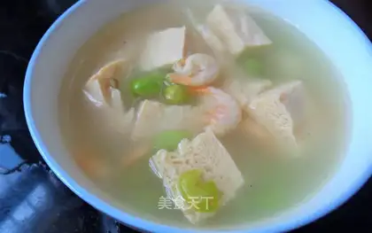 Frozen tofu shrimp soup