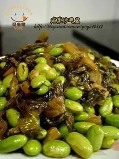 stir-fried edame with pickles