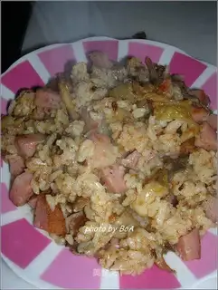 Red sausage and kimchi fried rice