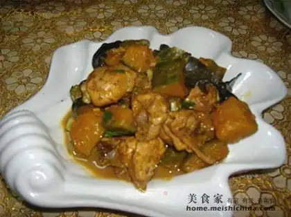 Chicken stewed with pumpkin