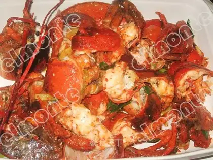 Lobster with ginger and onion