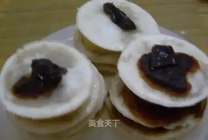 Sweet potato tower with bean paste