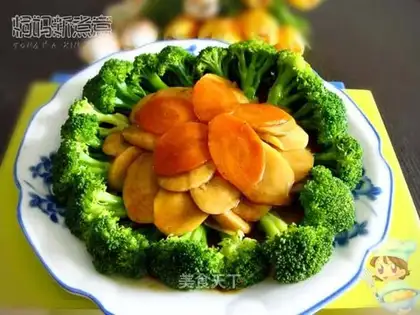 Stewed broccoli with mushroom