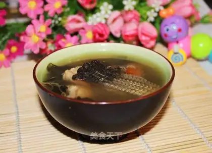 Fish-scarbed and thin soup