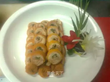 A spinach chicken roll
