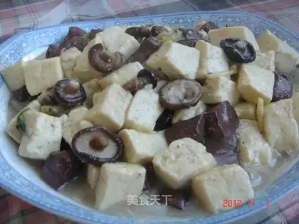 Red and white tofu, mushrooms