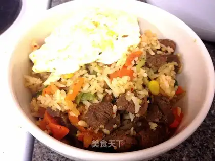 Beef pickles and veggie fried rice
