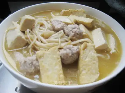 Golden mushroom meatball tofu