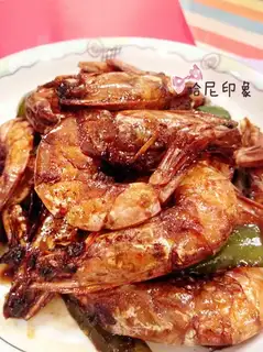 Red burning shrimp