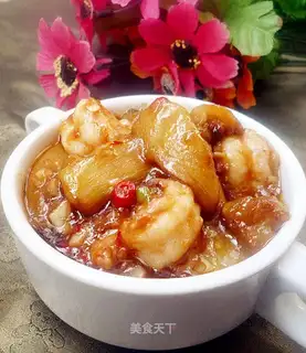 Fish, shrimp, eggplant