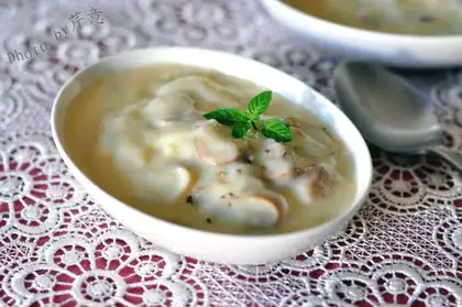 French beans, mushroom soup