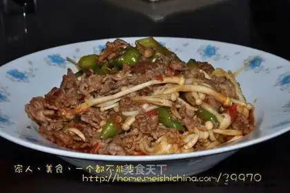 Fat beef and mushroom
