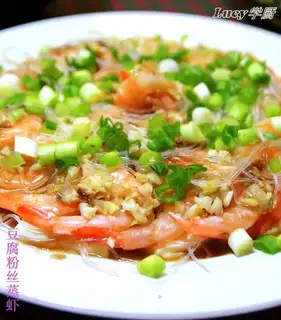 Steamed shrimp with tofu and vermicelli