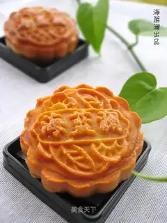 Traditional mooncakes filled with bean paste