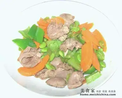 stir-fried edamame with chicken heart