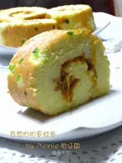 Chives and pork floss cake roll