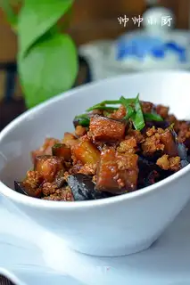 Meat and eggplant