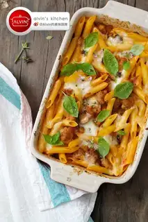 Eggplant sausage noodles