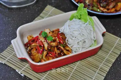 Korean hot octopus noodles