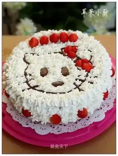 Strawberry cat birthday cake