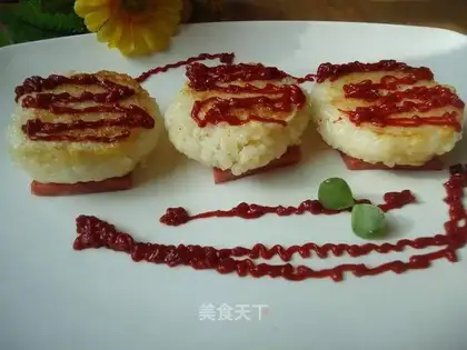 Fried cheese and rice