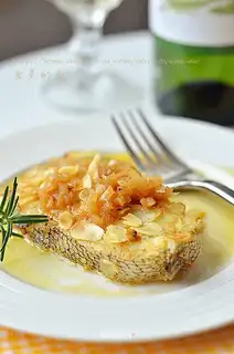 Fried almond cod