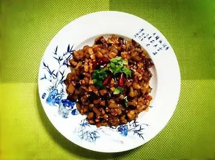 Meat and eggplant