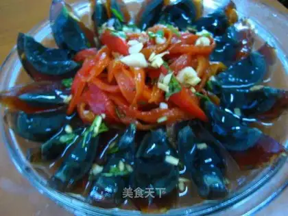 Baked preserved pepper and preserved eggs
