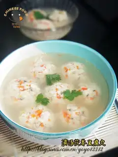 Clear soup Tuckahoe tofu balls