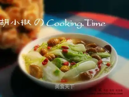 Serve soup with chestnuts and cabbage