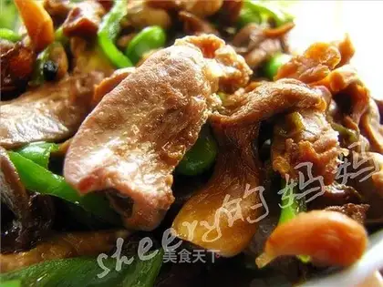stir-fried chicken hearts with orchid mushrooms