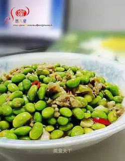 stir-fried pork with edamame