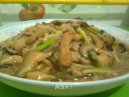 Shredded pork with double mushroom