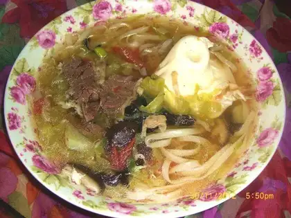 Breakfast beef noodles