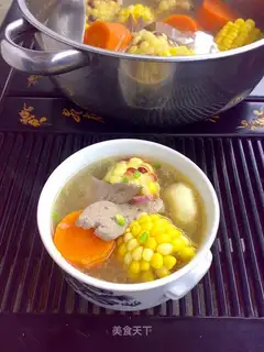 Corn radish liver soup