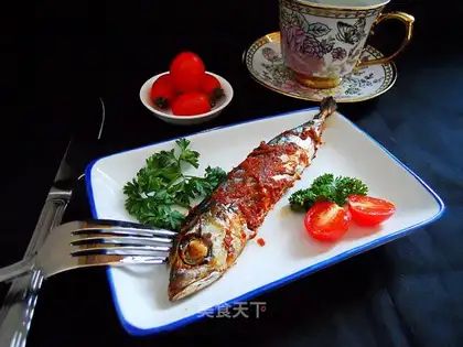 Cheese and roasted fish