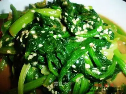 Sesame peanut butter mixed with spinach