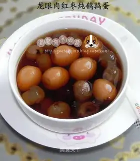 Stewed quail eggs with longan meat and red dates