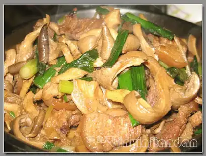 Fried pork slices with matsutake