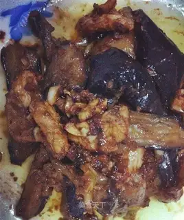 Meat and eggplant
