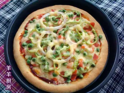 Shrimp ham pizza