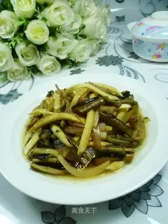 The onions are white and fried
