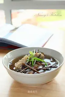 Tea, mushroom, bone soup