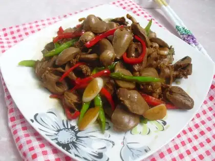 Hot pepper fried chicken heart